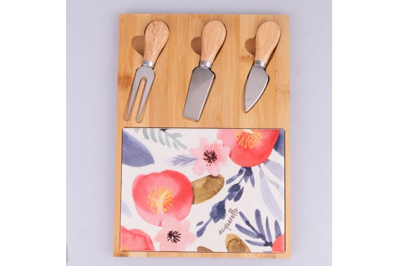 NEW ACQUERELLO CUTTING BOARD+3 CUTLERY21.5X30.5 - 5926463