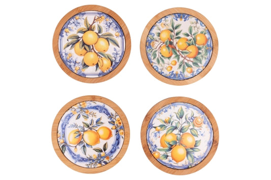 FRUIT LIFE TILE 13CM CERAM/BAMBOO 4ASS - 5926472