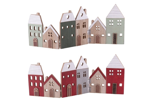 XMAS LITTLE HOUSES WOOD MDF FOLDING 45.5X18 2ASS - 5926911