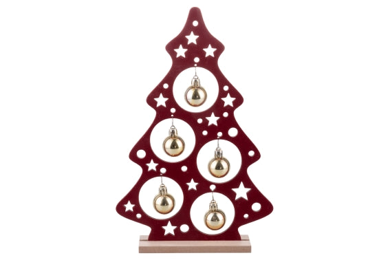XMAS CHIC WOODEN TREE H30.5/GOLDEN BALLS - 5927600