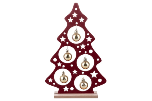 XMAS CHIC WOODEN TREE H30.5/GOLDEN BALLS - 5927600