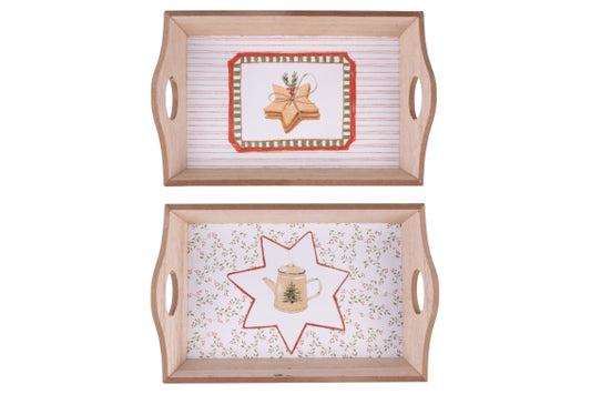 XMAS COTTAGE TRAY 23.5X4.5X13CM 2 ASS - 5927601
