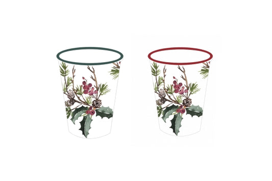 VINTAGE XMAS SET 18 PAPER CUPS 250ML 2ASS - 5927815