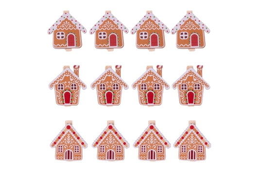 XMAS SET 12 GIFT CLIPS LITTLE HOUSES 3 DECORS - 5928589
