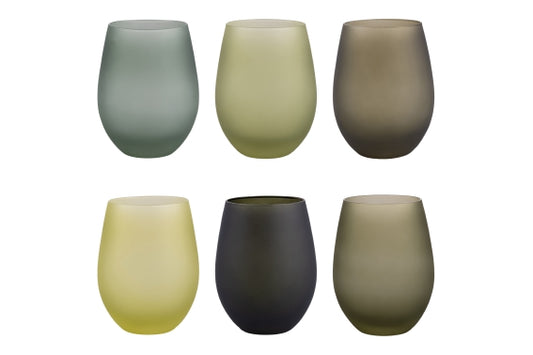 HAPPY HOUR GREENERY SET 6 GLASSES FROSTED 545ML - 5928690